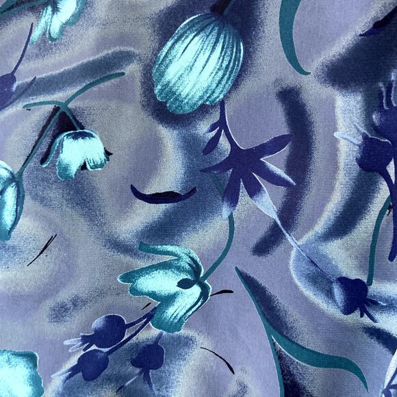 VTG DBY A-Line Dress Short Sleeve Collared Self Tie Back Floral Print Blue M 10 - Picture 2 of 4